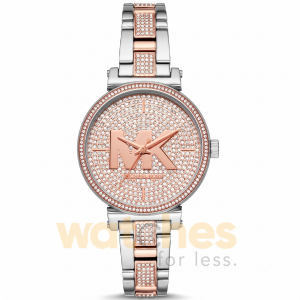 Michael Kors Women’s Quartz Two Tone Stainless Steel Silver & Rose Gold Dial 36mm Watch MK4446