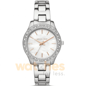 Michael Kors Women’s Quartz Silver Stainless Steel Mother Of Pearl White Dial 36mm Watch MK4556