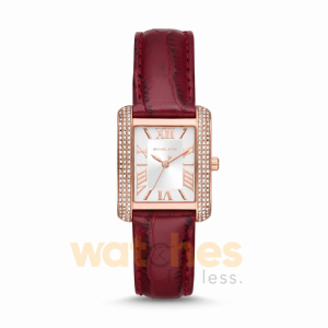 Michael Kors Women’s Quartz Red Leather Strap White Dial 33mm Watch MK4689