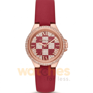 Michael Kors Women’s Quartz Red Leather Strap Rose Gold Dial 33mm Watch MK4701