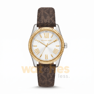 Michael Kors Women’s Quartz Brown Fabric Strap White Dial 38mm Watch MK4745