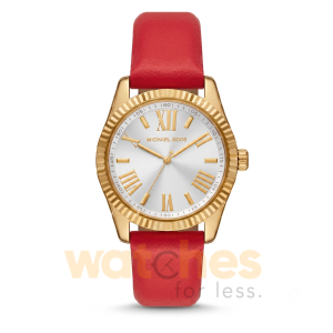 Michael Kors Women’s Quartz Red Leather Strap Silver Dial 38mm Watch MK4747