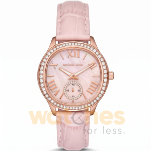 Michael Kors Women’s Quartz Pink Leather Strap Mother Of Pearl Dial 38mm Watch MK4820
