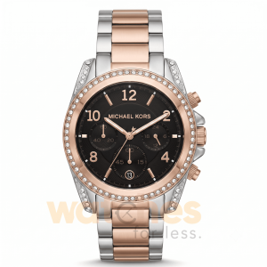 Michael Kors Women’s Chronograph Quartz Two-Tone Stainless Steel Black Dial 39mm Watch MK6093