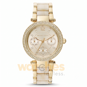 Michael Kors Women’s Quartz Gold & White Stainless Steel Gold Dial 33mm Watch MK6833