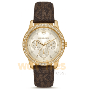Michael Kors Women’s Quartz Brown PVC Strap Gold Dial 40mm Watch MK6966