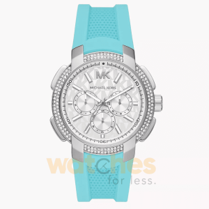 Michael Kors Women’s Quartz Sky Blue Silicone Strap White Dial 42mm Watch MK7246