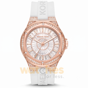 Michael Kors Women’s Quartz White Silicone Strap Pave Dial 43mm Watch MK7248