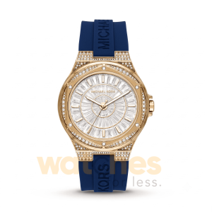 Michael Kors Women’s Quartz Blue Silicone Strap Crystal Pave Dial 43mm Watch MK7333