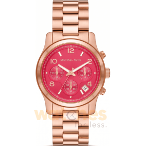 Michael Kors Women’s Chronograph Quartz Rose Gold Stainless Steel Red Dial 38mm Watch MK7352