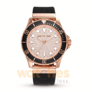 Michael Kors Women’s Quartz Black Silicone Strap Rose Gold Dial 43mm Watch MK7358