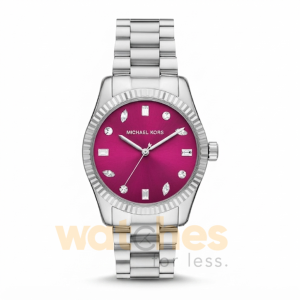 Michael Kors Women’s Silver Stainless Steel Dark Pink Dial 38mm Watch MK7443