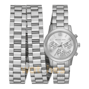 Michael Kors Women’s Quartz Silver Stainless Steel Silver Dial 34mm Wrap Watch MK7451