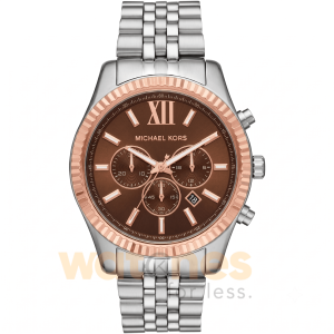 Michael Kors Men’s Chronograph Quartz Silver Stainless Steel Brown Dial 44mm Watch MK8732