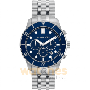 Michael Kors Men’s Chronograph Quartz Silver Stainless Steel Blue Dial 44mm Watch MK8999