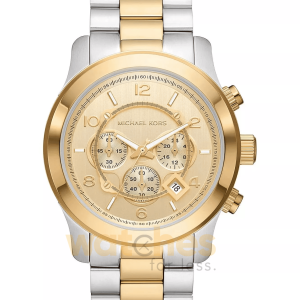 Michael Kors Unisex Chronograph Quartz Two-Tone Stainless Steel Gold Dial 45mm Watch MK9075