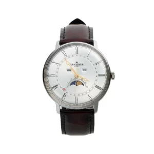 GRANDEUR PLUS Japan Men’s Quartz Leather Strap White Dial 44mm Watch GRP014W1