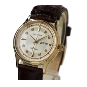 GRANDEUR Japan Women’s Quartz Leather Strap Champagne Dial 29mm Watch GSX058L2