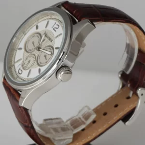 GRANDEUR Japan Men’s Quartz Leather Strap White Dial 42mm Watch OSC052W1