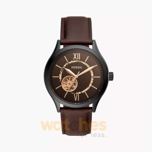 Fossil Men’s Automatic Brown Leather Strap Black Dial 44mm Watch BQ2651 (Without Tag)