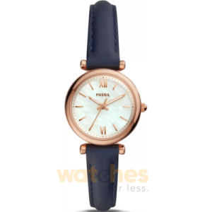 Fossil Women’s Quartz Navy Blue Leather Strap Mother Of Pearl Dial 28mm Watch ES4502 (Without Tag)