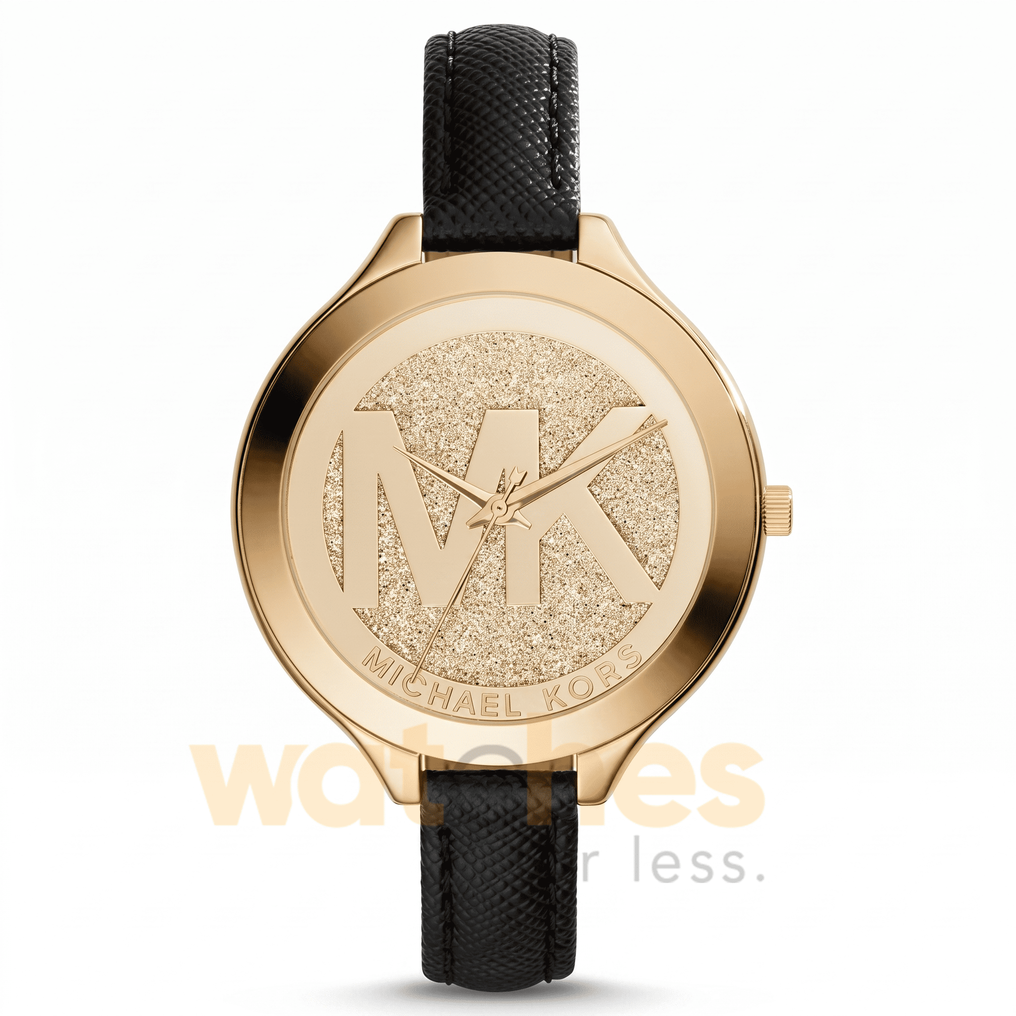 Michael Kors Women’s Quartz Black Leather Strap Gold Dial 40mm Watch MK2392