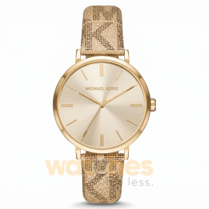 Michael Kors Women’s Quartz Beige Leather Strap Gold Dial 40mm Watch MK2952