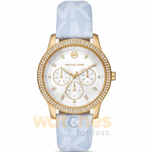Michael Kors Women’s Quartz Blue Leather Strap White Dial 40mm Watch MK2965