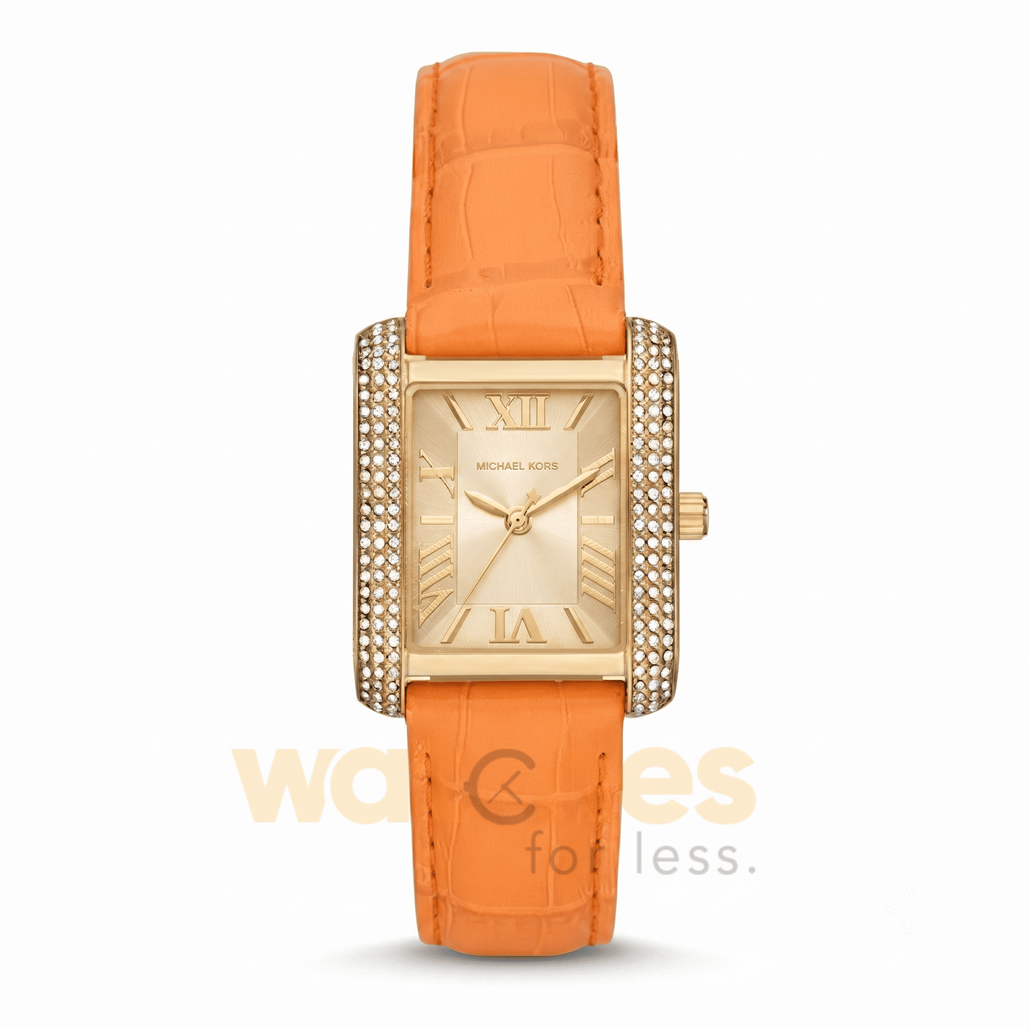 Michael Kors Women’s Quartz Orange Leather Strap Gold Dial 33mm Watch MK2983