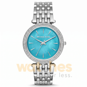 Michael Kors Women’s Quartz Silver Stainless Steel Sky-Blue Mother Of Pearl Dial 39mm Watch MK3515
