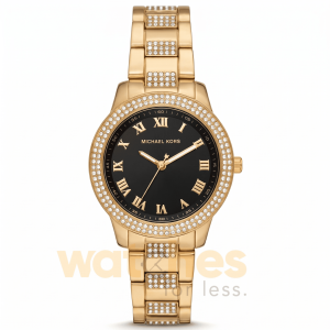 Michael Kors Women’s Quartz Gold Stainless Steel Black Dial 34mm Watch MK4684