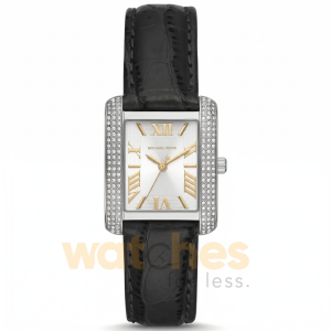 Michael Kors Women’s Quartz Black Leather Strap White Dial 33mm Watch MK4696