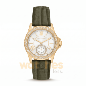 Michael Kors Women’s Quartz Green Leather Strap White Dial 33mm Watch MK4720