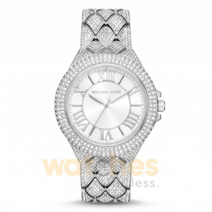 Michael Kors Women’s Quartz Silver Pave Stainless Steel White Dial 43mm Watch MK4803
