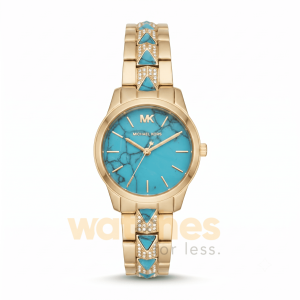 Michael Kors Women’s Quartz Gold Stainless Steel Turquoise Dial 28mm Watch MK6673