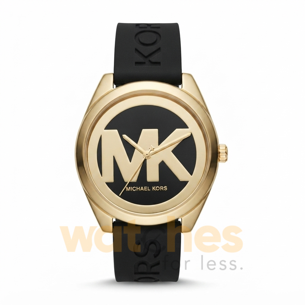 Michael Kors Women’s Quartz Black Silicone Strap Black & Gold Dial 42mm Watch MK7313
