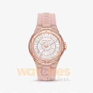 Michael Kors Women’s Quartz Pink Silicone Strap Crystal Pave Dial 43mm Watch MK7334