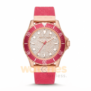 Michael Kors Women’s Quartz Pink Silicone Strap Rose Gold Dial 43mm Watch MK7359
