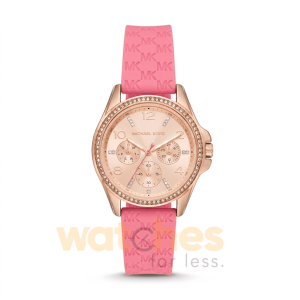 Michael Kors Women’s Quartz Pink Silicone Strap Rose Gold Dial 36mm Watch MK7375