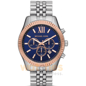 Michael Kors Men’s Chronograph Quartz Silver Stainless Steel Blue Dial 42mm Watch MK8689