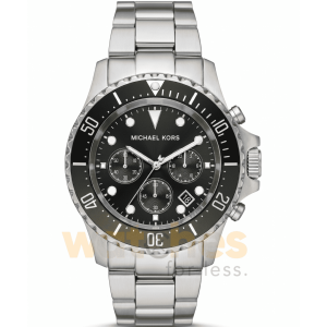 Michael Kors Men’s Quartz Chronograph Silver Stainless Steel Black Dial 45mm Watch MK8976