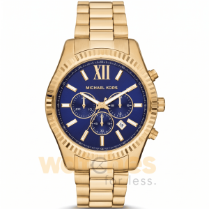 Michael Kors Men’s Quartz Gold Stainless Steel Navy Blue Dial 44mm Watch MK9153