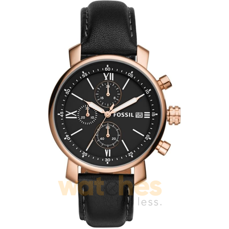 Fossil Men’s Chronograph Quartz Black Leather Strap Black Dial 42mm Watch BQ1008 (Without Tag)