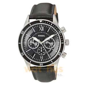 Fossil Men’s Chronograph Quartz Black Leather Strap Black Dial 43mm Watch BQ2228 (Without Tag)