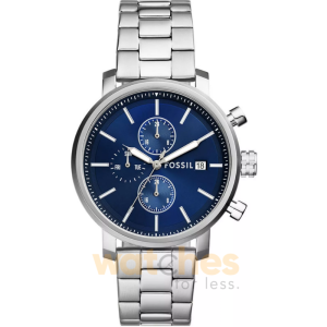 Fossil Rhett Men’s Chronograph Quartz Silver Stainless Steel Blue Dial 42mm Watch BQ2846 (Without Tag)