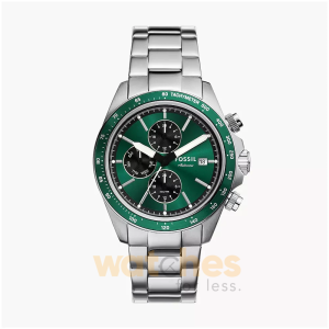 Fossil Men’s Chronograph Quartz Silver Stainless Steel Green Dial 42mm Watch BQ2878 (Without Tag)