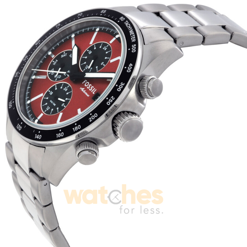 Fossil Men’s Chronograph Quartz Silver Stainless Steel Red Dial 42mm Watch BQ2895 (Without Tag) - Image 2