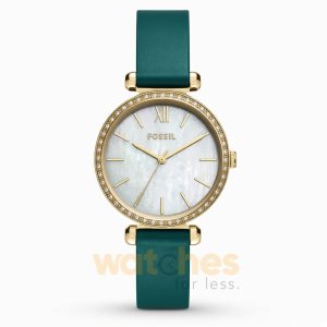 Fossil Women’s Quartz Green Leather Strap Mother OF Pearl Dial 36mm Watch BQ3991 (Without Tag)