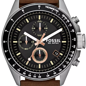 Fossil Men’s Chronograph Quartz Brown Leather Strap Black Dial 44mm Watch CH2885 (Without Tag)