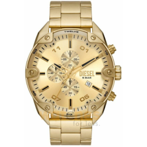 Diesel Men’s Chronograph Quartz Gold Stainless Steel Gold Dial 49mm Watch DZ4608 (Without Tag)